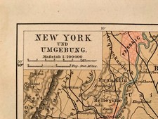 Landkarte Stadtplan von New York und Umgebung, USA, Meyer 1892