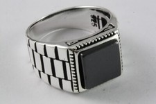 HERRENRING ONYX SIEGELRING BIKER SILBERRING ECHT 925 SILBER / 602