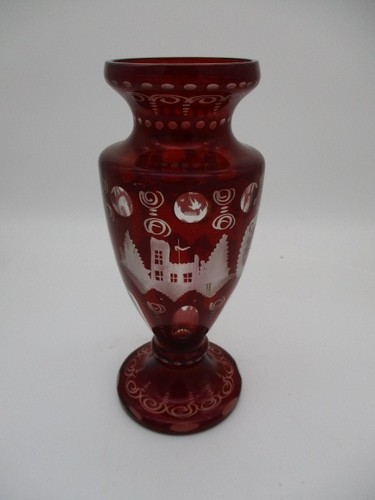 Böhmisches glas rubinrot vase - glas,