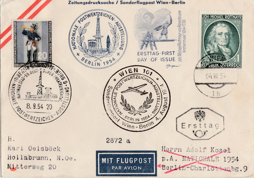 Sonderflugpost wien berlin - sonderflugpost, wien-berlin
