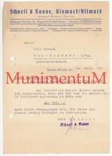 Schnell & Kaune BISMARCK / BISMARK Altmark - Mahnung Rechnung Briefbogen