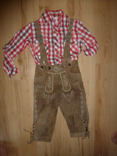 Tracht Lederhose + Hemd Größe 134 / 140 braun rot Spieth & Wensky + C&A Jungen