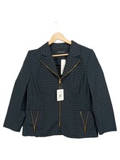 Elena Grunert Damen Blazer 44/XXL Schwarz Business Reißverschluss Punkte