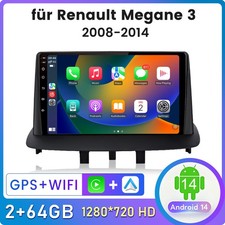 2+64G DAB+ Für Renault Megane 3 2008-2016 Android 14 CarPlay AutoRadio GPS Navi