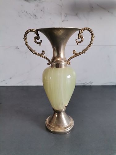 Onyx marmor vase messing - marmor,