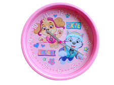 Krontaler Paw Patrol Kinder-Wanduhr mit SKYE und EVEREST, 23 cm wie neu !