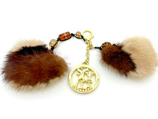 Sylt, Kastenhuber -Wunderschöner Taschenanhänger mit 2 Herzen NERZ + Perlen, Neu