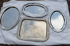 4x altes Metall Tablett Serviertablett Landhaus Shabby Nostalgie