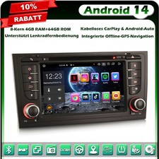 8-Kern 64GB Android 14 GPS Autoradio Navi Audi A6 S6 RS6 Allroad CarPlay DAB+DVD