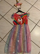 Einhorn Kleid Kindergröße 140 Karneval Fasching & Accessoires bunt mit Horn