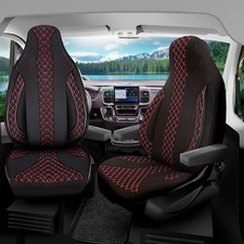 Pilot Wohnmobil Sitzbezüge passend für Fiat Ducato Maxi  (Schwarz-Rot)