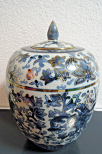 chinesische Deckelvase, blau -