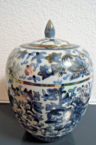 Chinesische deckelvase blau - chinesische, deckelvase,