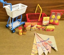 ZUBEHÖR für KAUFMANNSLADEN BONBONREGAL-EINKAUFSWAGEN-KORB-MAGGI ARTIKEL