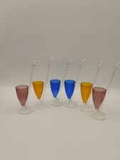 6 Schnapspfeife Schnapsglas Bunt Glas DDR Lauscha 17 cm Vintage Glas R99