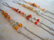 Handarbeit Sklavenarmband silberfarben + orange Handkette Fingerkette Armband...