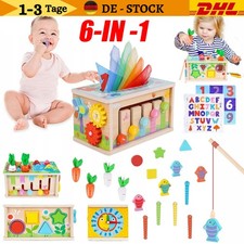 Spielzeug Steckwürfel aus Holz Steckbox Baby Puzzle Steckspiel Holzspielzeug DE