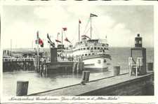 AK Cuxhaven - Schiff Jan Molsen a. d. Pier, zeitgenössische Beflaggung -ca. 1935