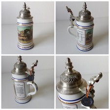 ✅ BIERKRUG  Die Eisenbahn im Wandel der Zeit Zinndeckel Wertzinn Siegel 1992