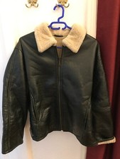 Vintage Lederjacke mit Fell innen -  Pilotenjacke Gato Verde - Größe 42