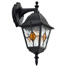 HOFSTEIN Quartucciu Außenwandlampe Außenleuchte Metall/Glas Schwarz/Klar/Orange