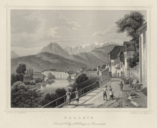 Hallein original stahlstich - original,