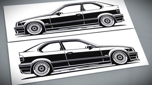 Bmw e36 aufkleber silhouette - bmw,