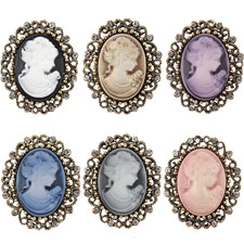 Kamee Brosche oval altgold-farbig Gemme antik Optik Cameo Trachtenschmuck Farben