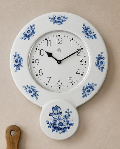 Küchenuhr blaue blüten - küchenuhr,