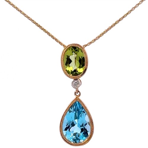 14k gelbgold ovaler peridot - ,
