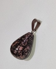 EDELSTEIN ANHÄNGER TROPFEN TRÄNE RHODONIT 