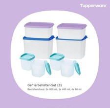 Tupperware 8 Gefrierbehälter Set 2 x 400ml, 2 x 800 ml 4 x 80 Eiskristall Tupper