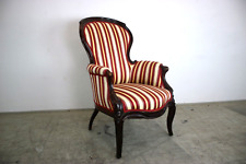 Prächtiger Louis Phillip Sessel Nussbaum Dunkel Gestreifter Stoff Antik um 1860