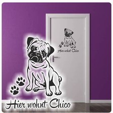 Türaufkleber Mops Pug Hier