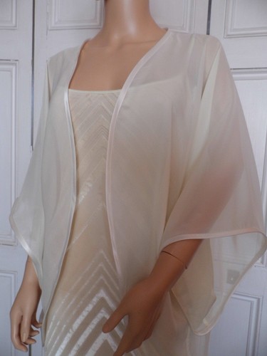 Elfenbein chiffon kimono - elfenbein,