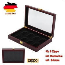 Holz Feuerzeug-Sammlervitrine für 8 Zippo mit Staubdichter Deckel，für Sammler