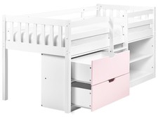 Kinder Holzbett weiß / rosa