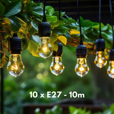 Lichterkette Gartenlichter Terrassenbeleuchtung Glühbirnen E27 Warmweiß 10m 20m