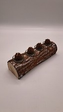 Teelichthalter rustikal aus Holzstamm Baumstamm mit 4 Gläsern u. Teelichtern
