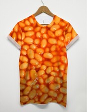 Baked Beans All Over Print T-Shirt Oberteil Herren Frühstück Brandneu Damen INCT