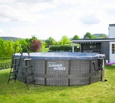 Pool Elite Summer Waves Gartenpool Schwimmbecken Rattan Grau 488x122cm B-Ware