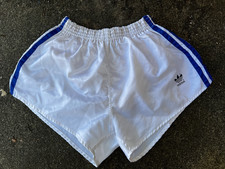 adidas Shorts 80s Weiß Blau TRUE VINTAGE silky sport Beckenbauer West Germany
