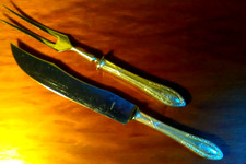 Tranchier- Besteck Braten- Besteck versilbert Jugendstil Kreuzband Blume antik