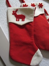 XXL 3erSet Nikolausstiefel Nikolausstrumpf Weihnachtsdeko zum Befüllen Rot/Weiß