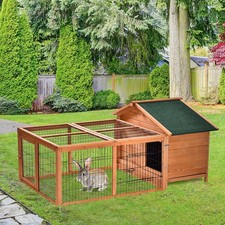 PawHut Kaninchenstall, Meerschweinchenstall Outdoor abnehmbarer Käfig mit Tablett & Dach