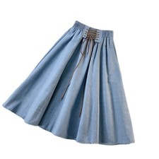 Retro Damen Midi Jeansrock