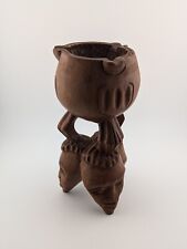 Vintage afrikanische Holz geschnitzte Vase Betelnuss Mörser Schale Topf Ornament 8" Stamm