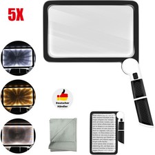 48LEDs Leselupe mit Licht Groß 5X Lupe Handlupe Senioren 3Beleuchtungsmodus NEU