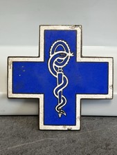 Antike Email Plakette Art Auto Schild Kühlerplakette Äskulapstab Emailschild #K1