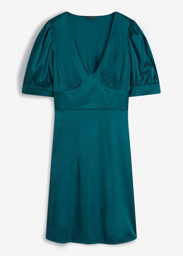 Satin kleid mit - mit, v-ausschnitt